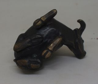 Chinese bronze buffalo and child water dropper.  Qing 5