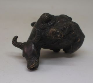 Chinese bronze buffalo and child water dropper.  Qing 6