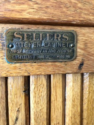 Antique Sellers Oak Hoosier Cabinet With Flour Sifter,  Sugar Bin,  More 3