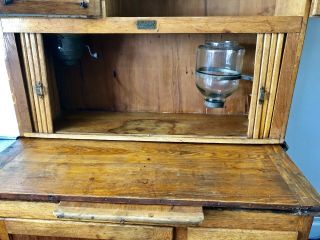 Antique Sellers Oak Hoosier Cabinet With Flour Sifter,  Sugar Bin,  More 9