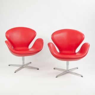 2012 Arne Jacobsen Fritz Hansen Denmark Swan Chairs Leather Upholstery Knoll 4x
