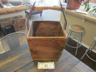 Primitive Well Rice Water Bucket Antique Vintage Dovetailed Wood Rustic Square 2