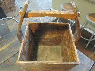 Primitive Well Rice Water Bucket Antique Vintage Dovetailed Wood Rustic Square 8