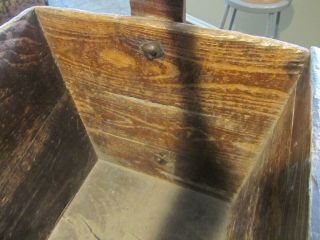 Primitive Well Rice Water Bucket Antique Vintage Dovetailed Wood Rustic Square 9