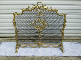 Vintage Ornate Solid Brass French Rococo Baroque Style Fireplace Screen Shp