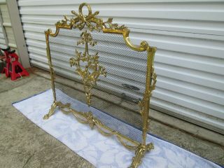 Vintage Ornate Solid Brass French Rococo Baroque Style Fireplace Screen SHP 2
