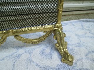 Vintage Ornate Solid Brass French Rococo Baroque Style Fireplace Screen SHP 7
