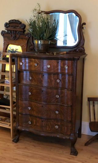 Ch035: American Tall Chest Of Drawers With Mirror Local Pickup
