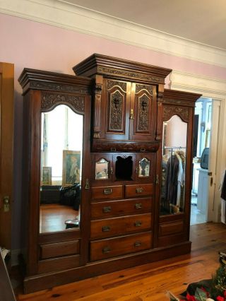 Ch042: Rococo Mirrored Armoire Dresser Combination Local Pickup