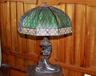 Handel Fish Scale Mermaid Table Lamp,  Mission Arts And Crafts