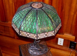 Handel Fish scale mermaid table lamp,  mission arts and crafts 4