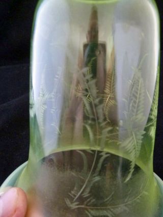 Arts & Crafts Vaseline Glass Ferns Light Shade 3 of 3 - W.  A.  S.  Benson Interest. 5