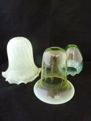 Arts & Crafts Vaseline Glass Ferns Light Shade 3 of 3 - W.  A.  S.  Benson Interest. 6