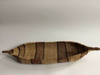 ANTIQUE NATIVE AMERICAN INDIAN HAND WOVEN CANOE BASKET 4