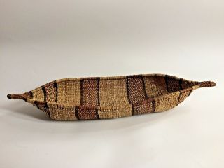 ANTIQUE NATIVE AMERICAN INDIAN HAND WOVEN CANOE BASKET 9