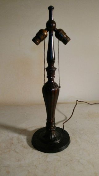 Antique Large Jefferson Lamp Base for slag or leaded glass shade Handel Era 2