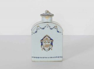 Antique Export Chinese Porcelain Tea Caddy 18th Century