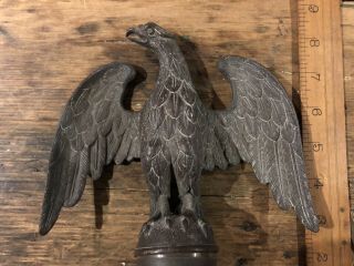 Antique 19th C American Eagle Flag Poll Topper Bronze Federal Spread Wing