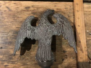 Antique 19th C American Eagle Flag Poll Topper Bronze Federal Spread Wing 2