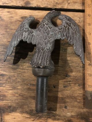 Antique 19th C American Eagle Flag Poll Topper Bronze Federal Spread Wing 4