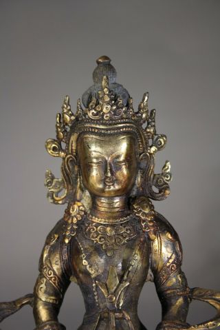 Antique Chinese Gilt Bronze Buddha Statue Tibetan Buddhism Amitayus Boddhisattva 2