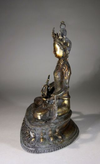 Antique Chinese Gilt Bronze Buddha Statue Tibetan Buddhism Amitayus Boddhisattva 3