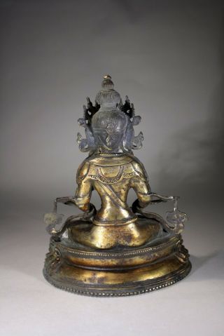 Antique Chinese Gilt Bronze Buddha Statue Tibetan Buddhism Amitayus Boddhisattva 4