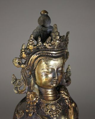 Antique Chinese Gilt Bronze Buddha Statue Tibetan Buddhism Amitayus Boddhisattva 5