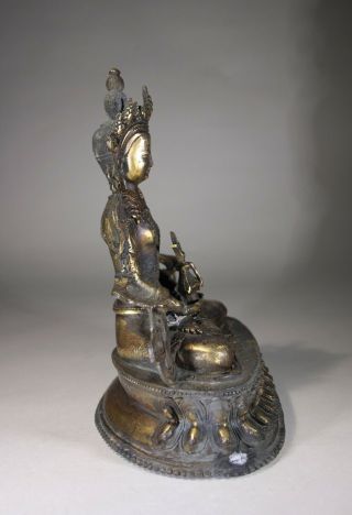 Antique Chinese Gilt Bronze Buddha Statue Tibetan Buddhism Amitayus Boddhisattva 6