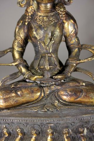 Antique Chinese Gilt Bronze Buddha Statue Tibetan Buddhism Amitayus Boddhisattva 7