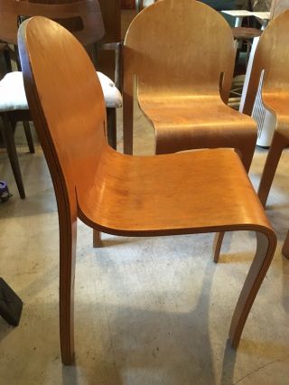 Rare Mid Century Peter Danko Bodyform Molded Plywood Chairs (4) 2
