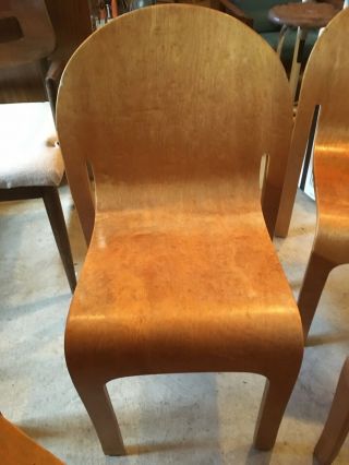 Rare Mid Century Peter Danko Bodyform Molded Plywood Chairs (4) 4