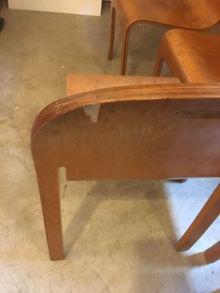 Rare Mid Century Peter Danko Bodyform Molded Plywood Chairs (4) 5