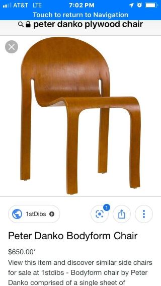 Rare Mid Century Peter Danko Bodyform Molded Plywood Chairs (4) 7