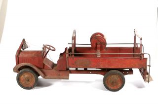 Keystone Packard Pressed Steel Toy Fire Hose Truck 1920 ' s Metal Toy 5