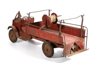 Keystone Packard Pressed Steel Toy Fire Hose Truck 1920 ' s Metal Toy 6