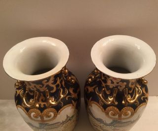 Vintage Asian Chinese oriental Hand Painted Porcelain Hunting Vases. 10