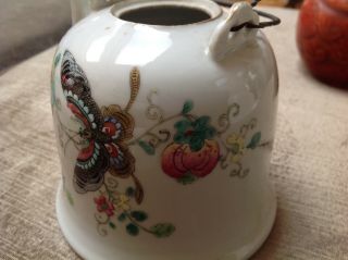chinese antique porcelain Teapot China Birds butterfly flowers NO LID 3