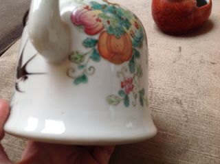 chinese antique porcelain Teapot China Birds butterfly flowers NO LID 8