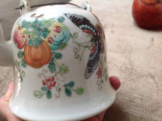 chinese antique porcelain Teapot China Birds butterfly flowers NO LID 9