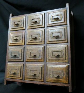 12 drawer apothecary / medical / card or spice cabinet hanging wood gallery hurt 2
