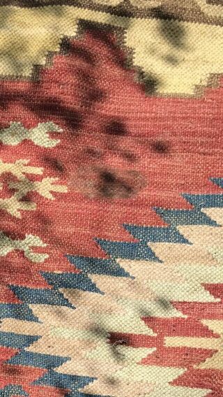 Antique Native American Navajo Rug / Blanket Estate Bind Weave Natural Dyes. 11