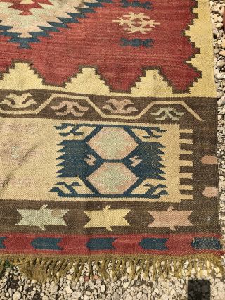 Antique Native American Navajo Rug / Blanket Estate Bind Weave Natural Dyes. 6