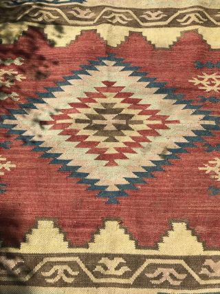 Antique Native American Navajo Rug / Blanket Estate Bind Weave Natural Dyes. 7