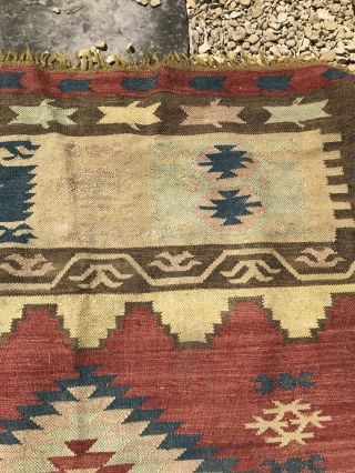 Antique Native American Navajo Rug / Blanket Estate Bind Weave Natural Dyes. 8