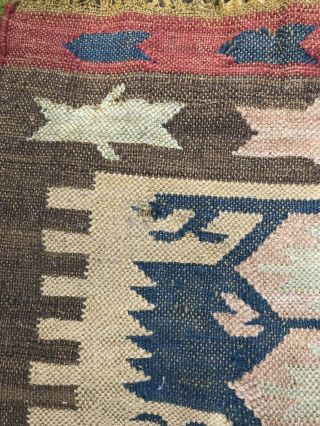 Antique Native American Navajo Rug / Blanket Estate Bind Weave Natural Dyes. 9