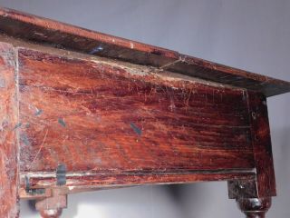 Antique 18th Century English DARK Oak Baroque Barley Twist Rope Table Drawer 10