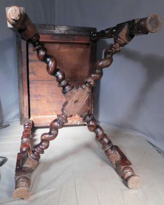 Antique 18th Century English DARK Oak Baroque Barley Twist Rope Table Drawer 3