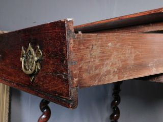 Antique 18th Century English DARK Oak Baroque Barley Twist Rope Table Drawer 7