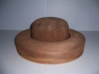 Antique Millinery Wood Hat Block Mold Brim Form 5 3/4,  6 7/8,  52